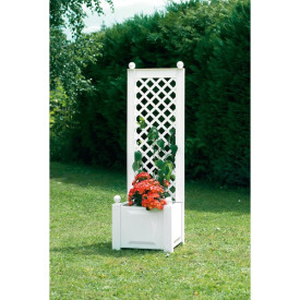 Növényláda kúszóráccsal 43 cm fehér
