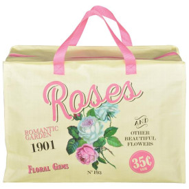 Bevásárló táska cipzárral, rózsás